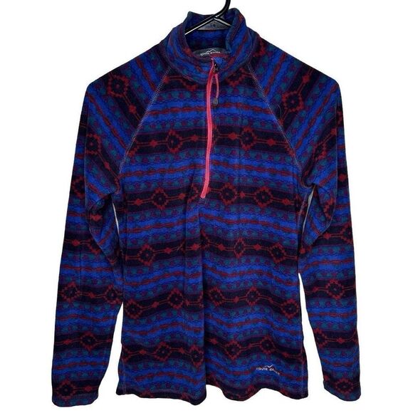 Eddie Bauer Women's 1/4 Zip Aztec Print Fleece Pullover Sweater Size XL - Picture 1 of 5